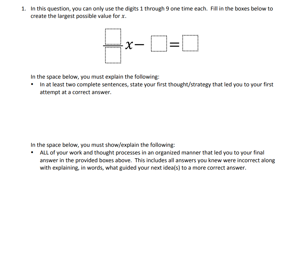 1. In this question, you can only use the digits