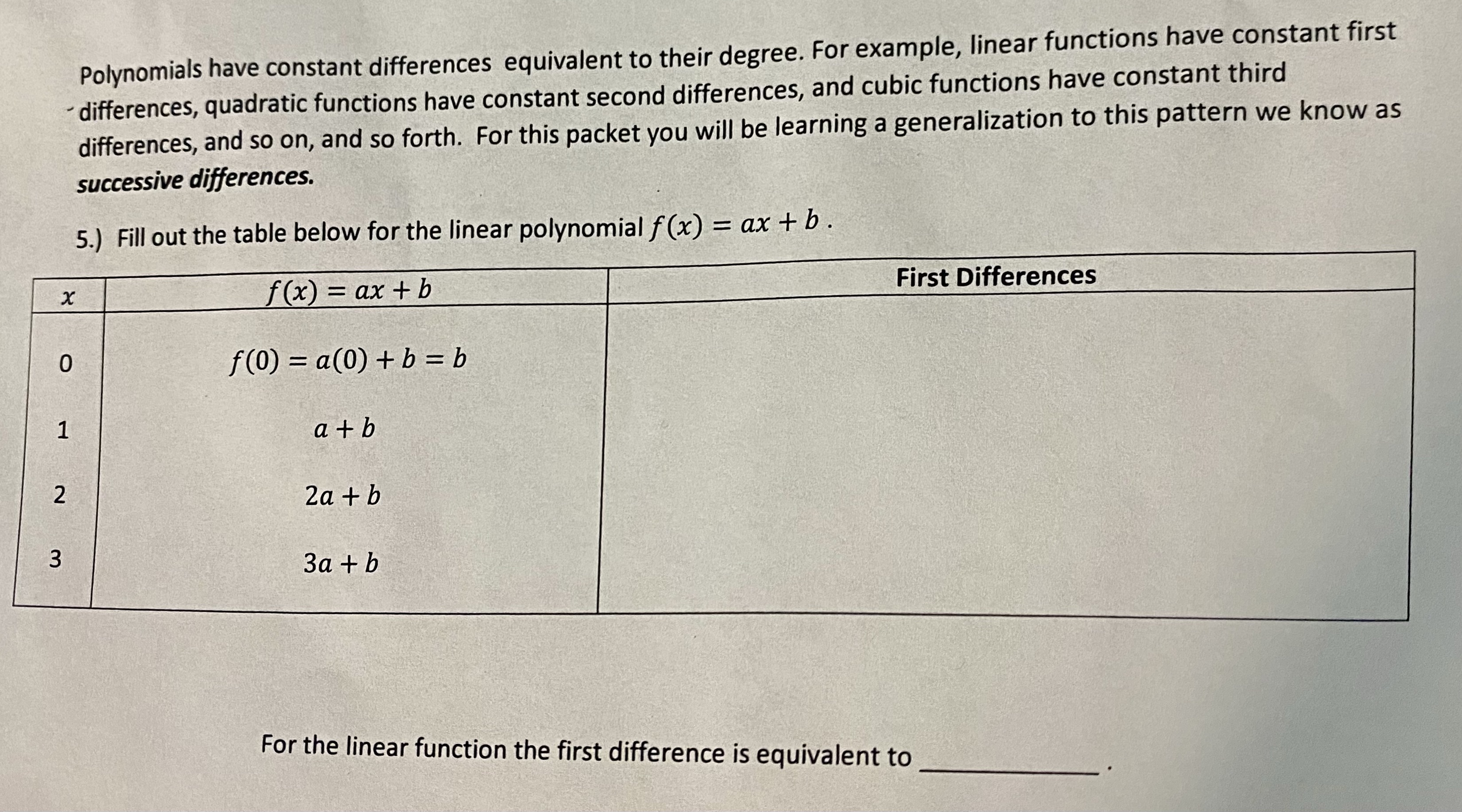 Can you solve this using successive differences