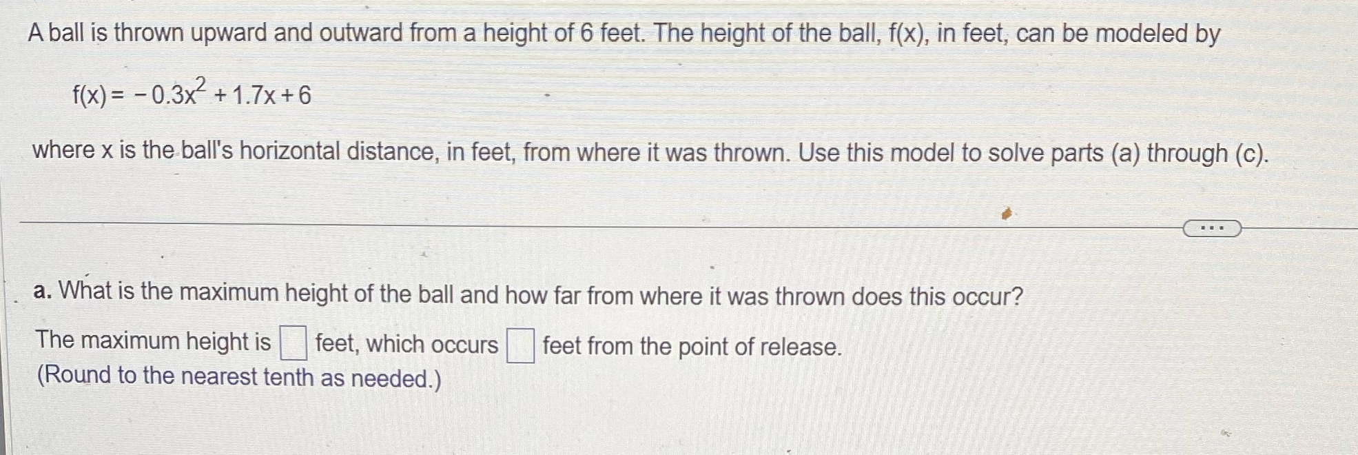 A ball is thrown upward and outward from a height