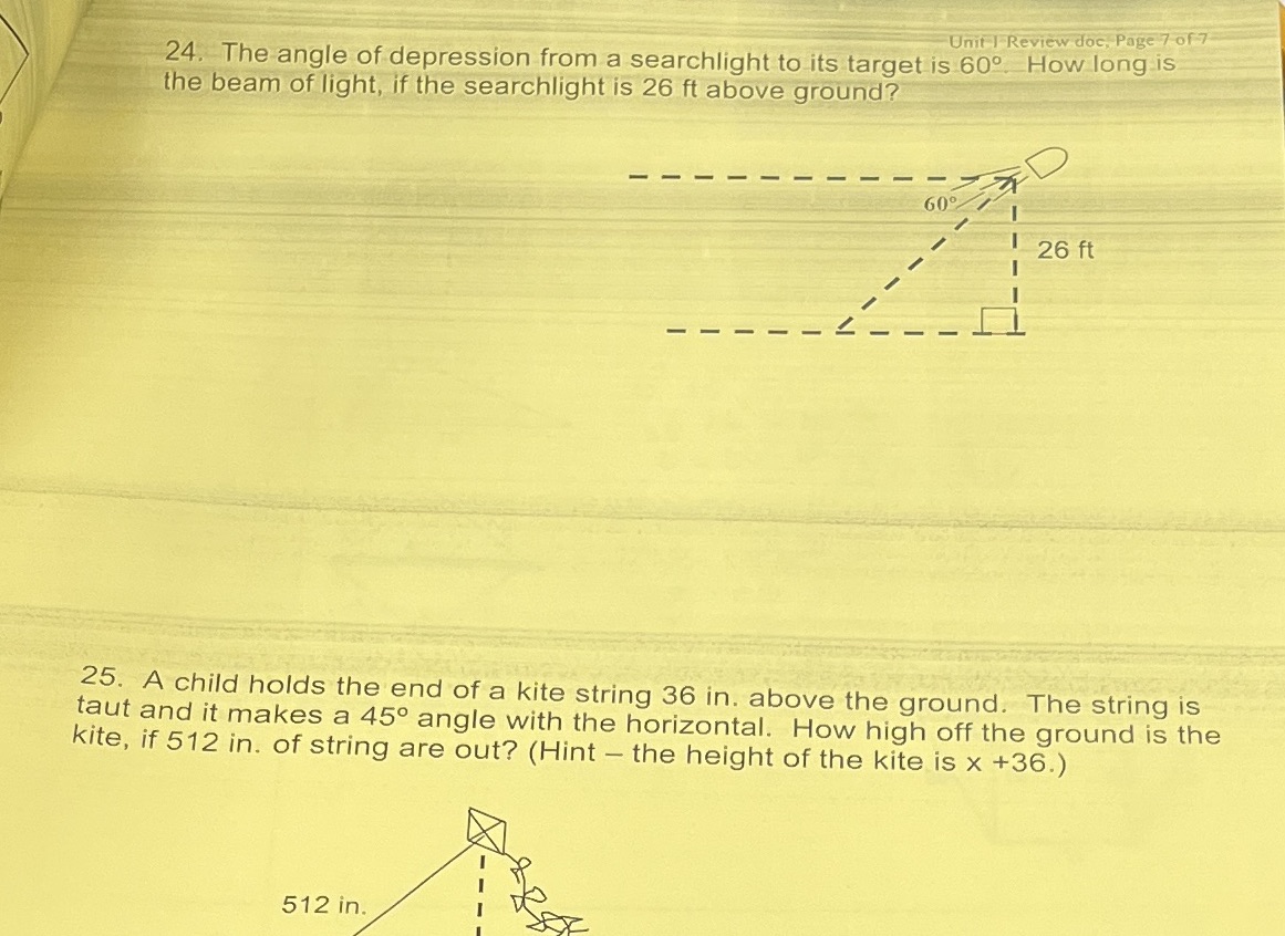 Unit | Review doc, Page 7 of 7 24. The angle of
