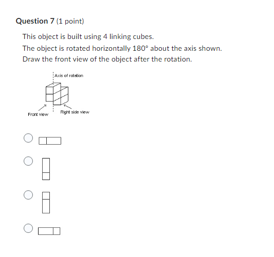 Question 1 (1 point) This object is built using 4