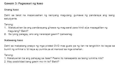 Gawain 3: Pagsusuri ng kaso Unang kaso Dahil sa