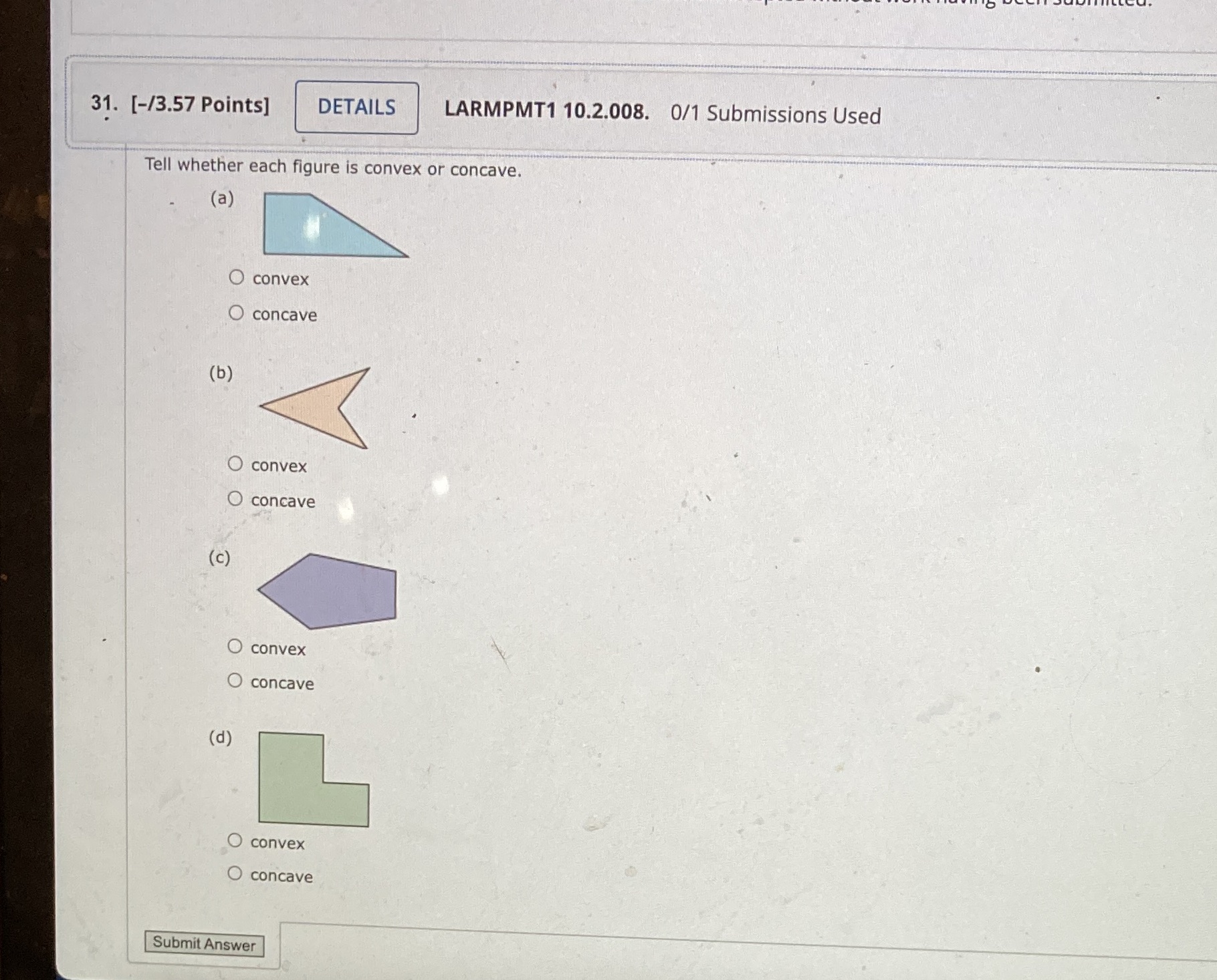 31. [-/3.57 Points] DETAILS LARMPMT1 10.2.008.