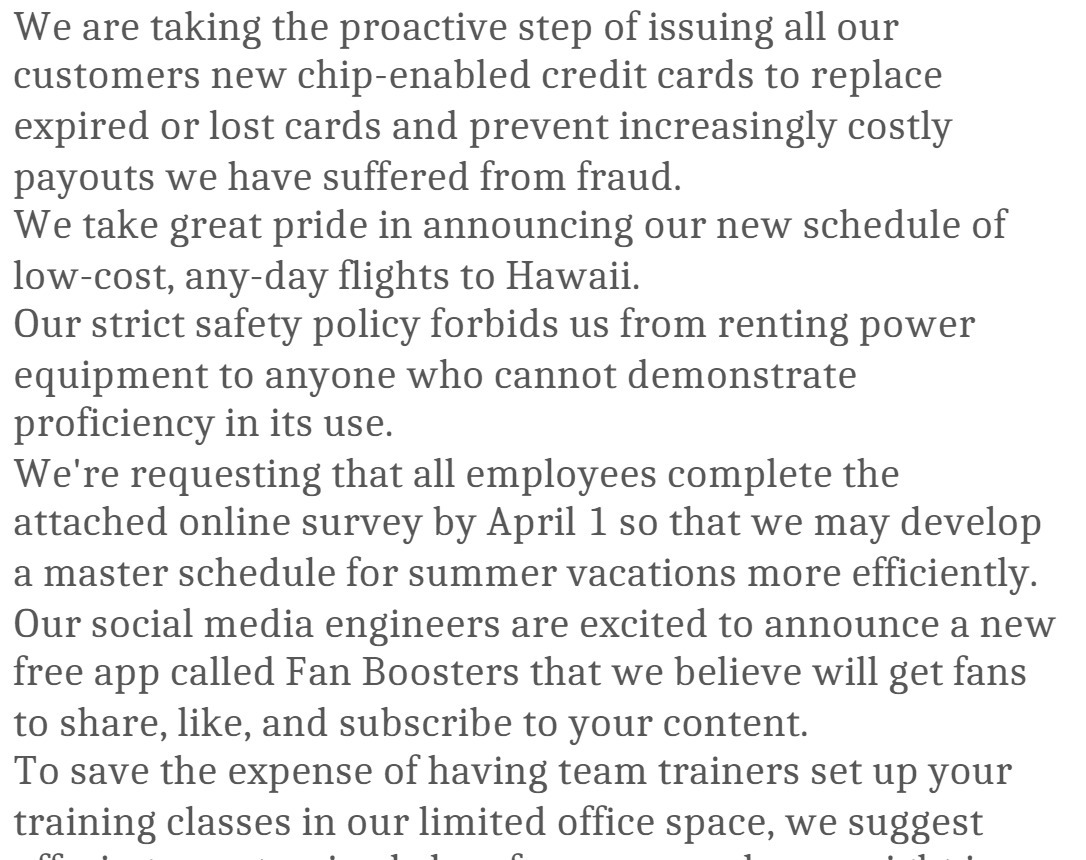 We are taking the proactive step of issuing all