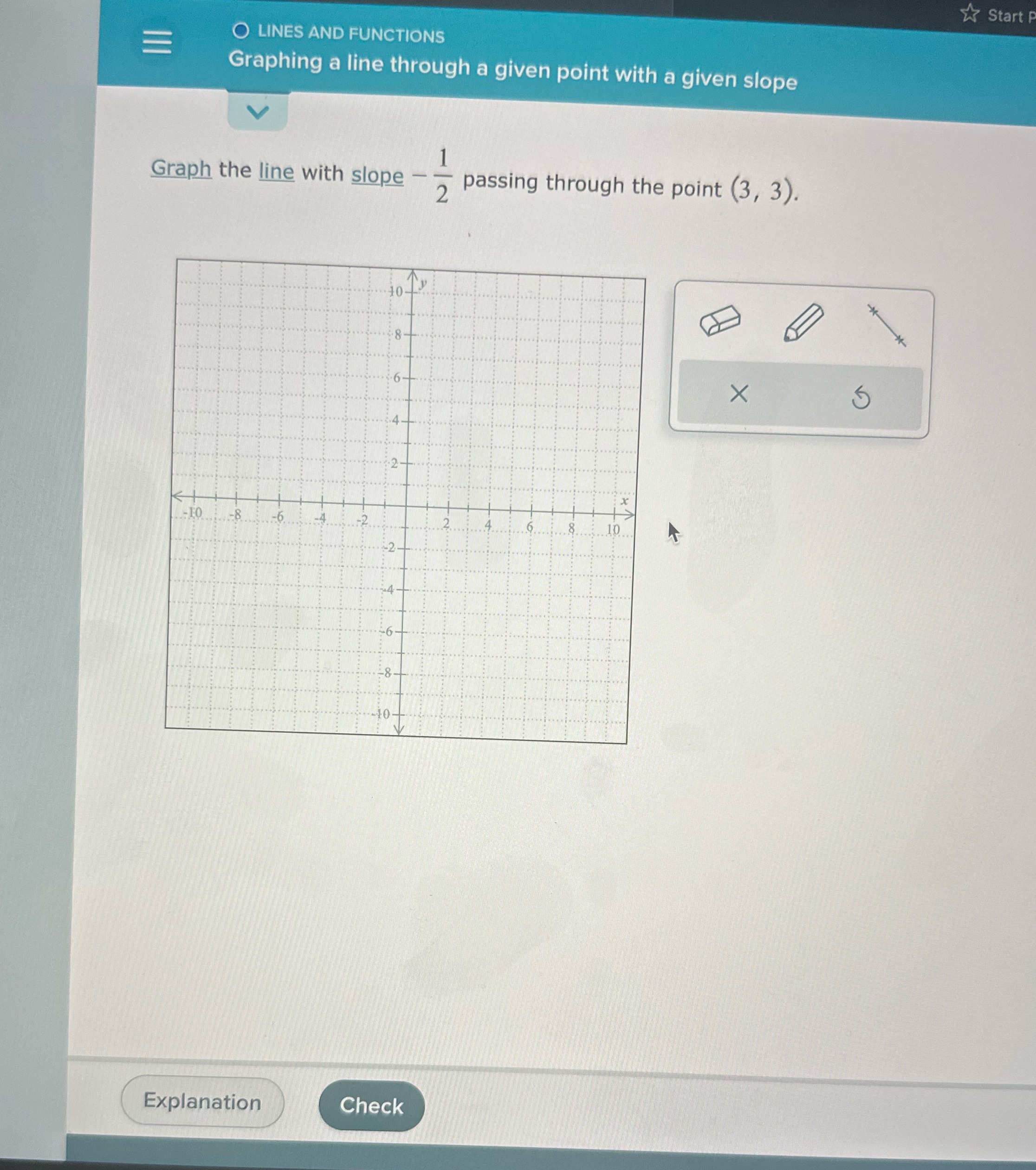 Start P LINES AND FUNCTIONS Graphing a line
