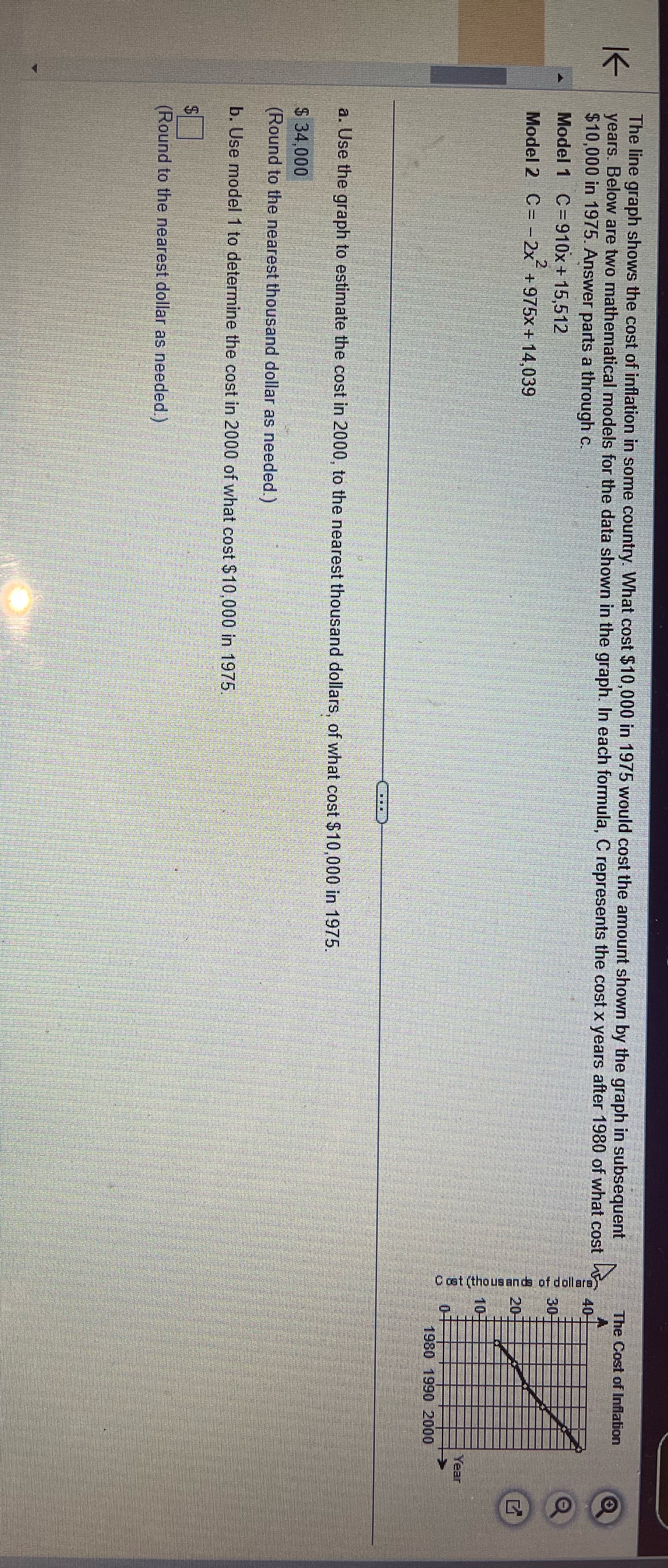The line graph shows the cost of inflation in