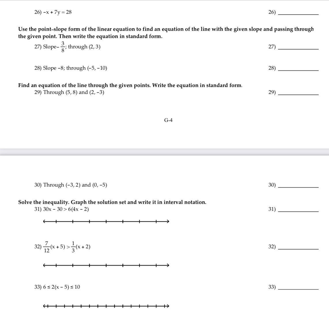 Please show work. #26 26) x + 7y = 28 26) Use the