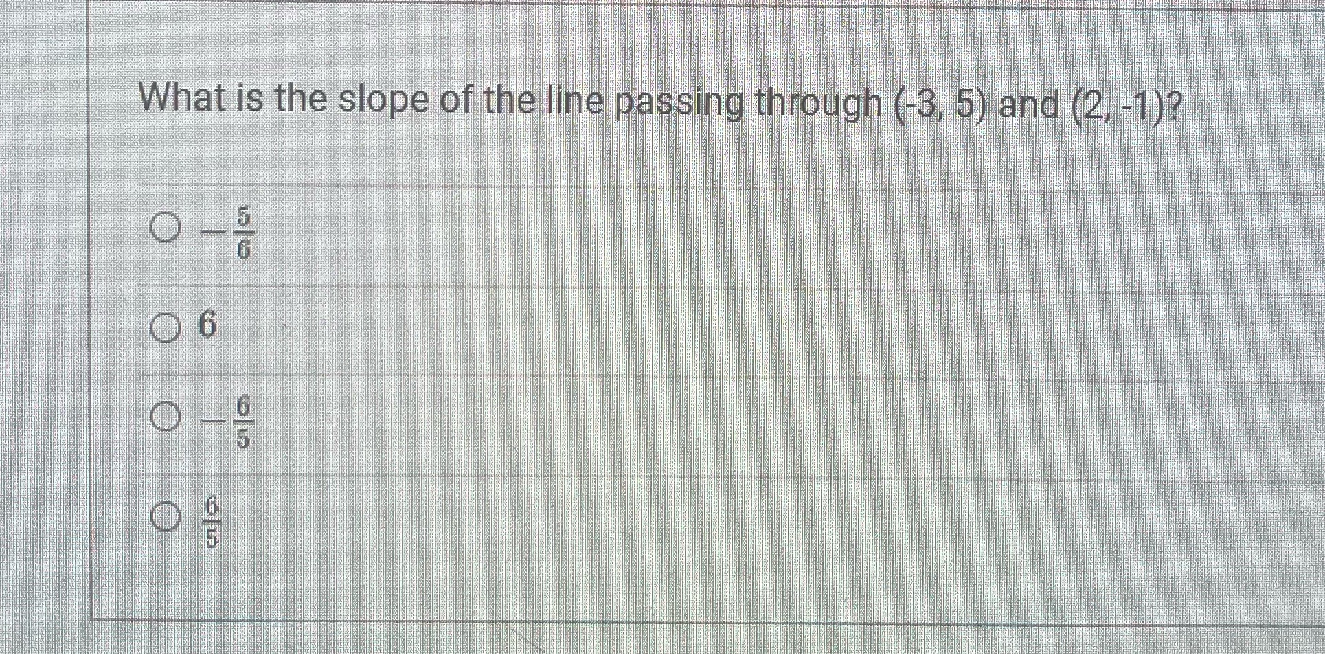 What is the slope of the line passing through