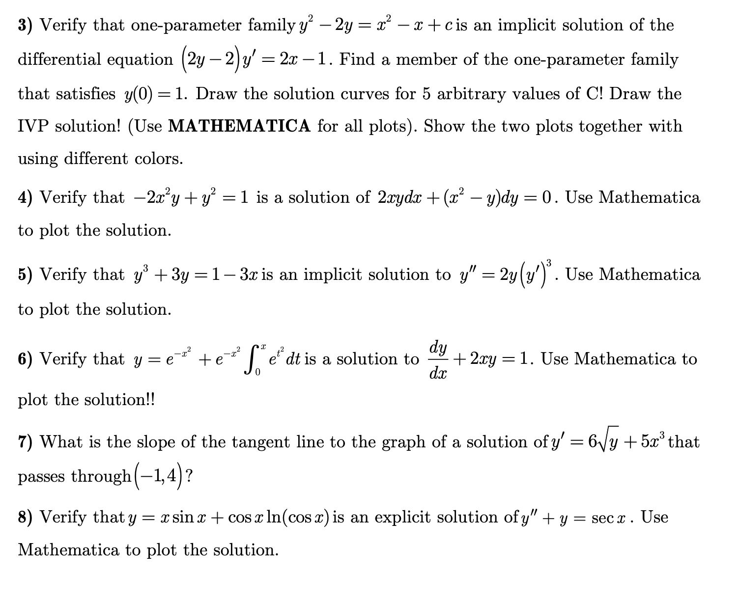 3) Verify that oneparameter family :1}2 2y 2 .172