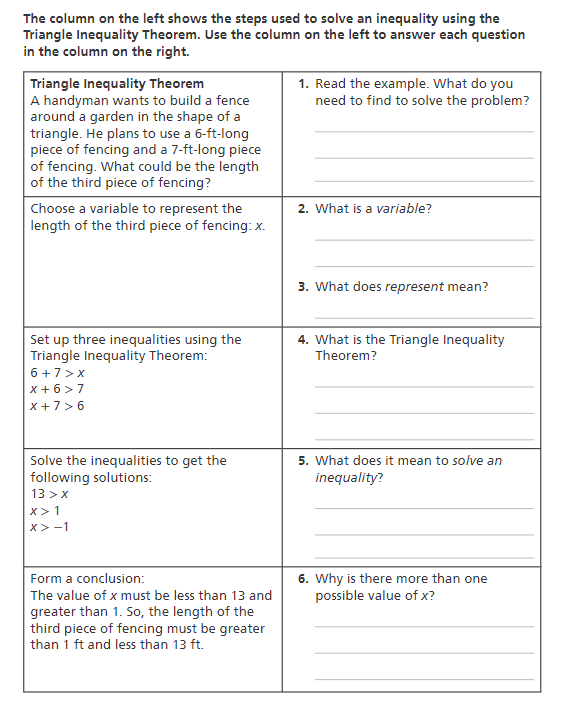 The column on the left shows the steps used to