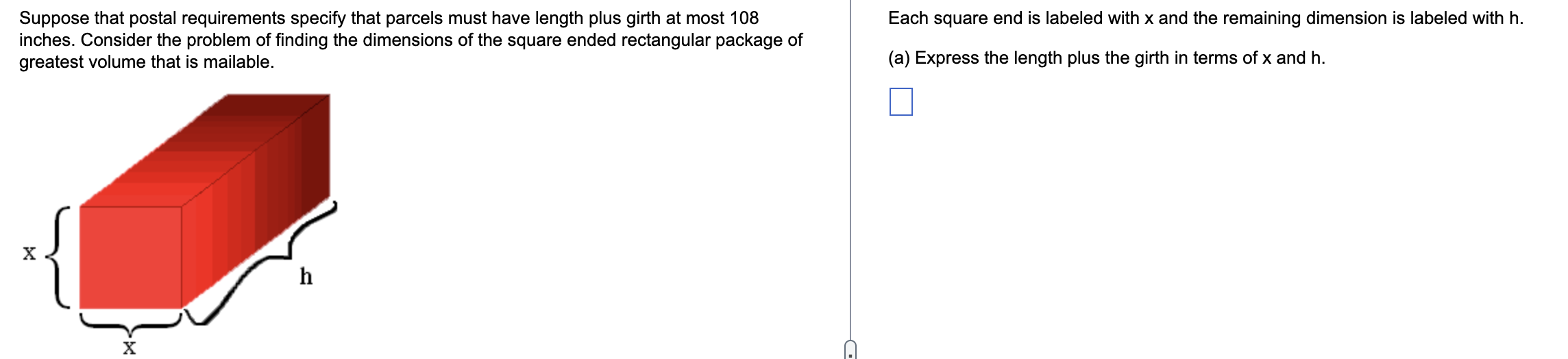 Suppose that postal requirements specify that