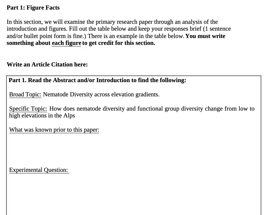 Part 1: Figure Facts In this section, we will