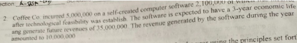 action: A-BSA Dy 2. Coffee Co. incurred 5,000,000