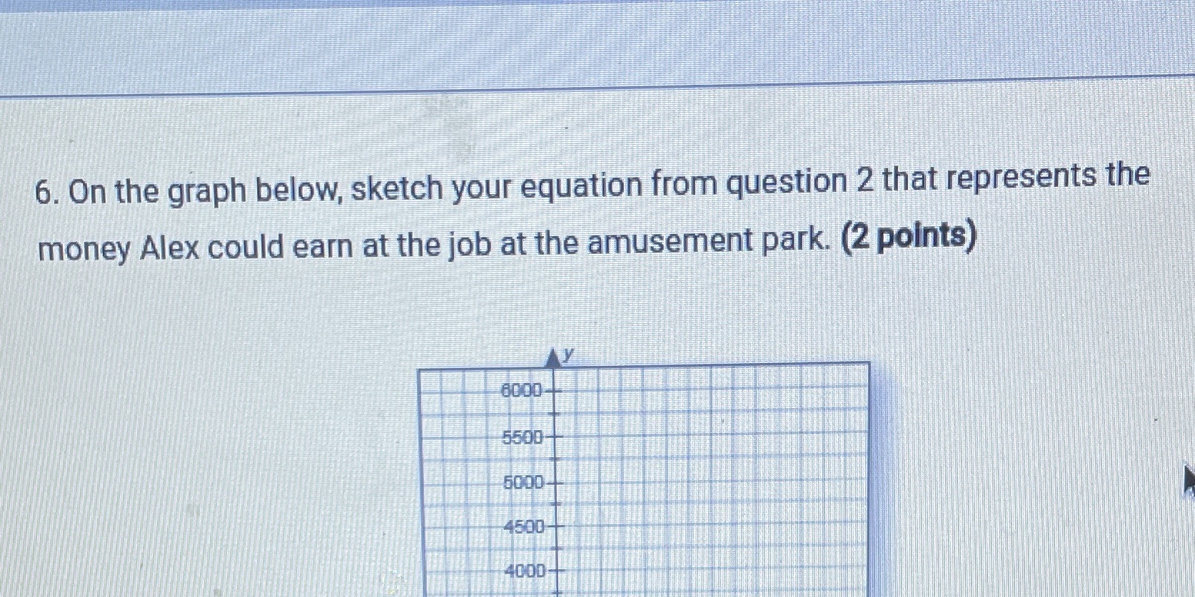 6. On the graph below, sketch your equation from