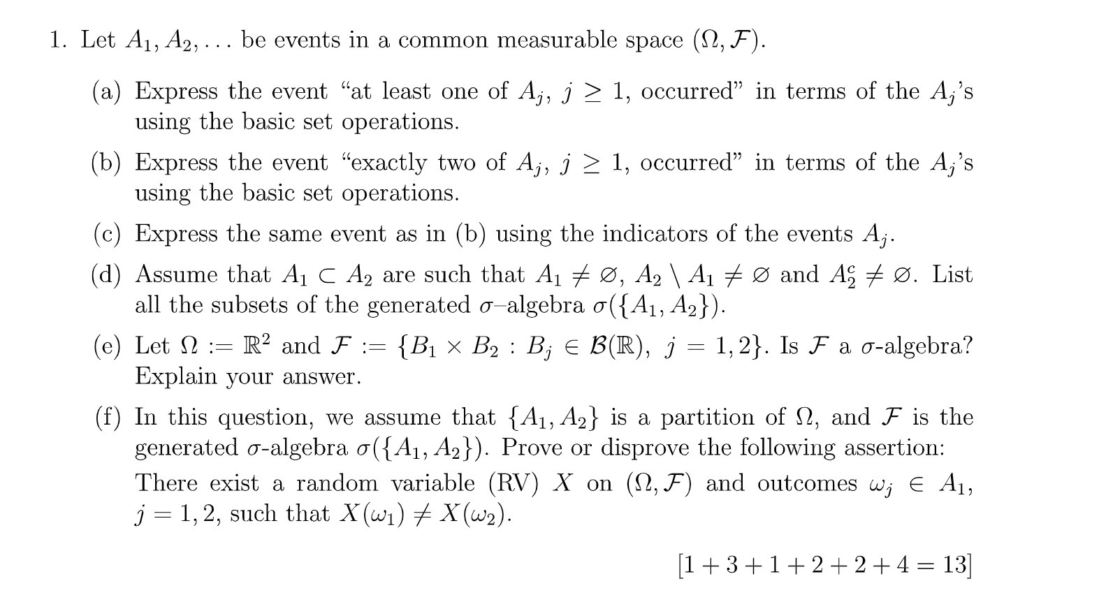 1. Let 141,142, . . . be events in a common