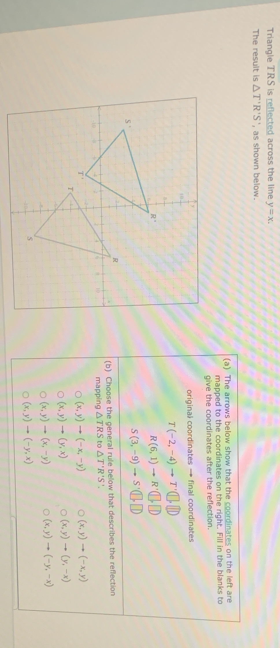 Need hel to figure this out Triangle TRS is