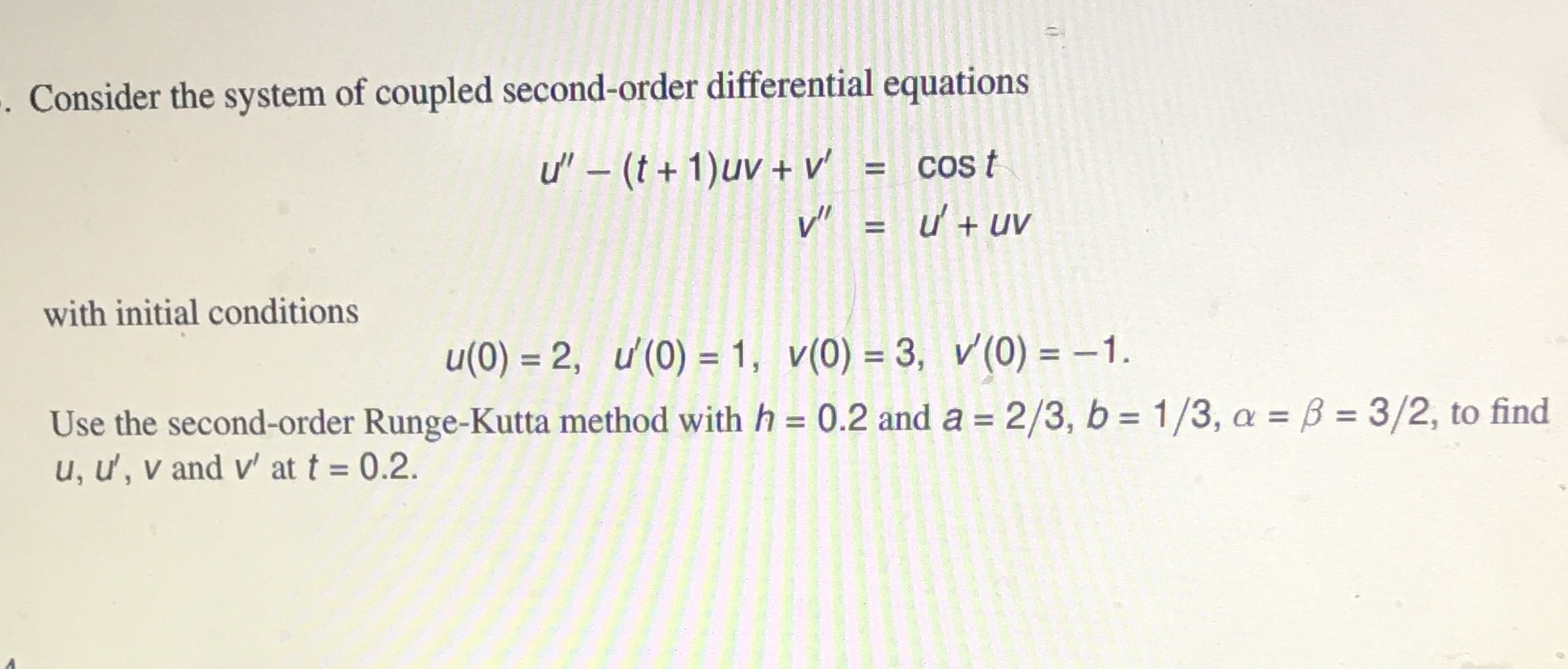 Consider the system of coupled second-order
