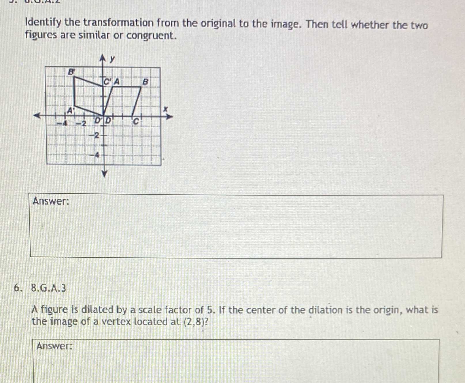Identify the transformation from the original to