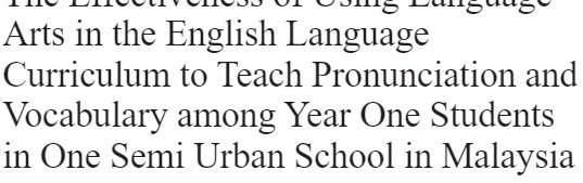 Arts in the English Language Curriculum to Teach