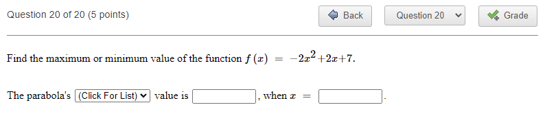 Question 9 of 20 (5 points) Back Find the inverse
