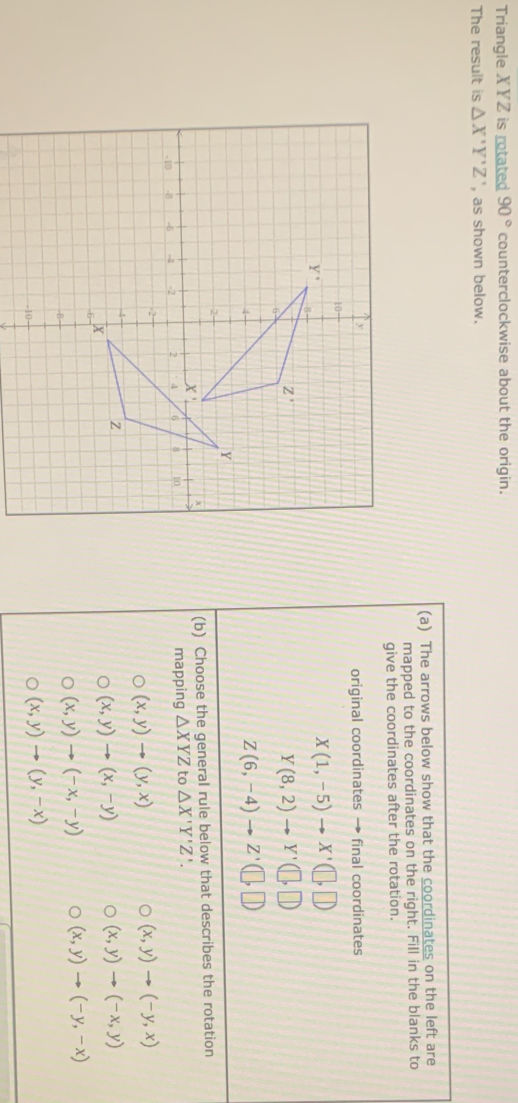 Need help to figure this out Triangle XYZ is