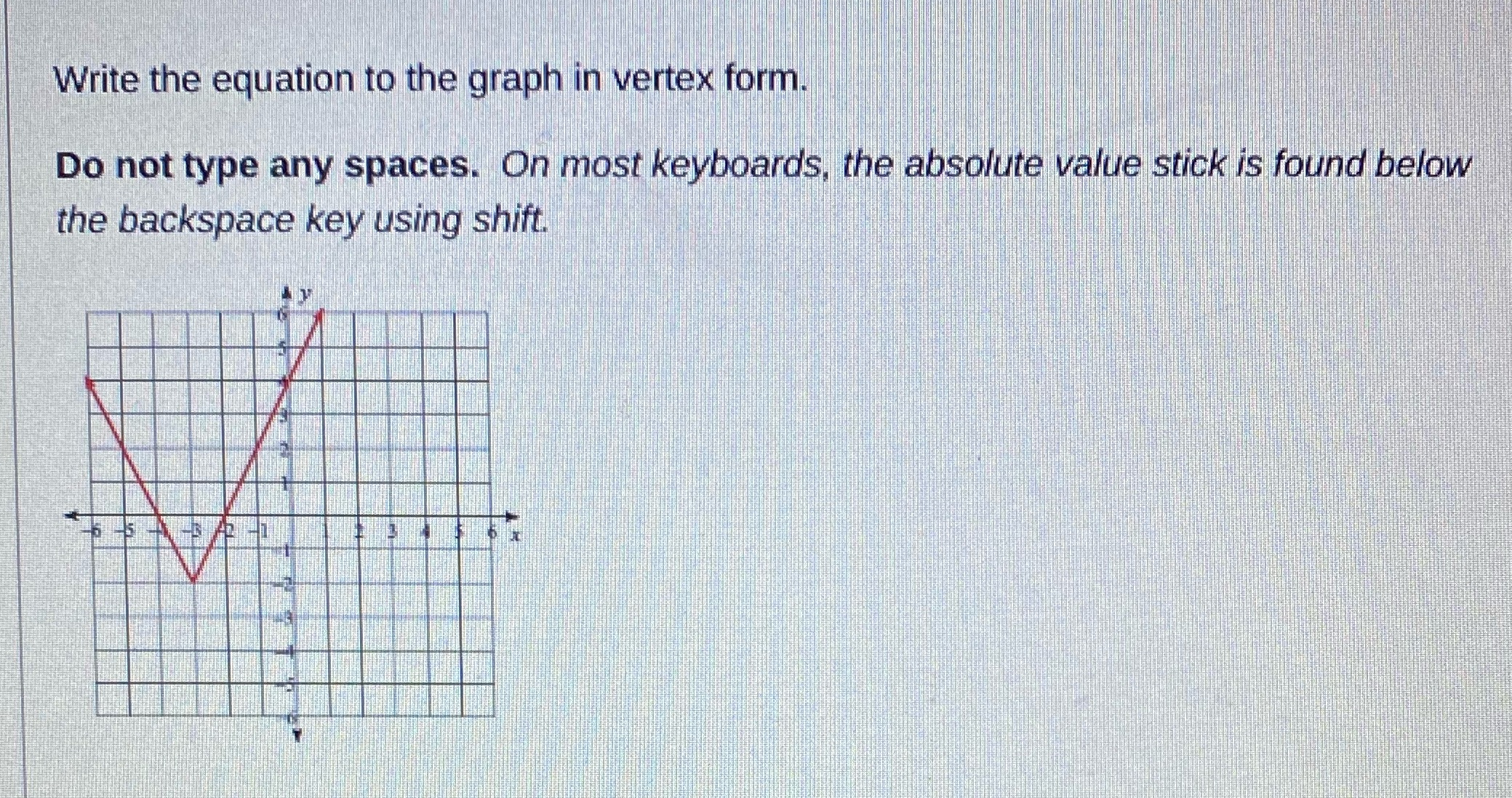 Write the equation to the graph in vertex form.