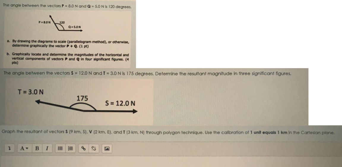 Provide solutions The angle between the vectors P
