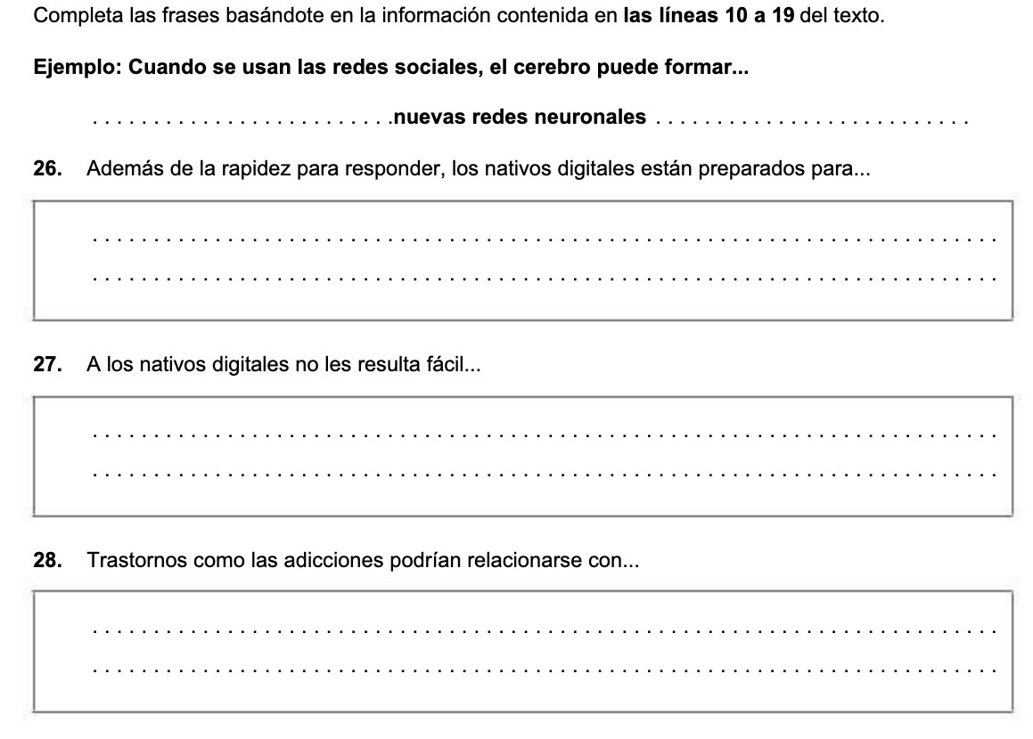 Completa las frases basandote en la informacion