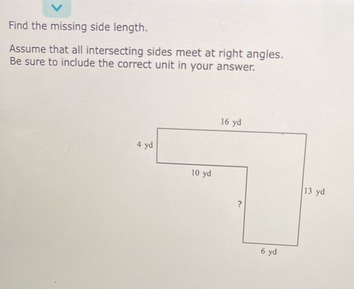 Finding the missing side length Find the missing