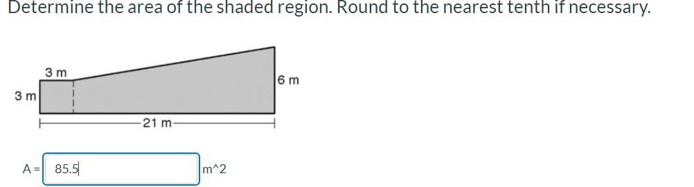 Determine the area of the shaded region. Round to