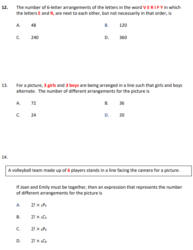 12. The number of -letter arrangements of the
