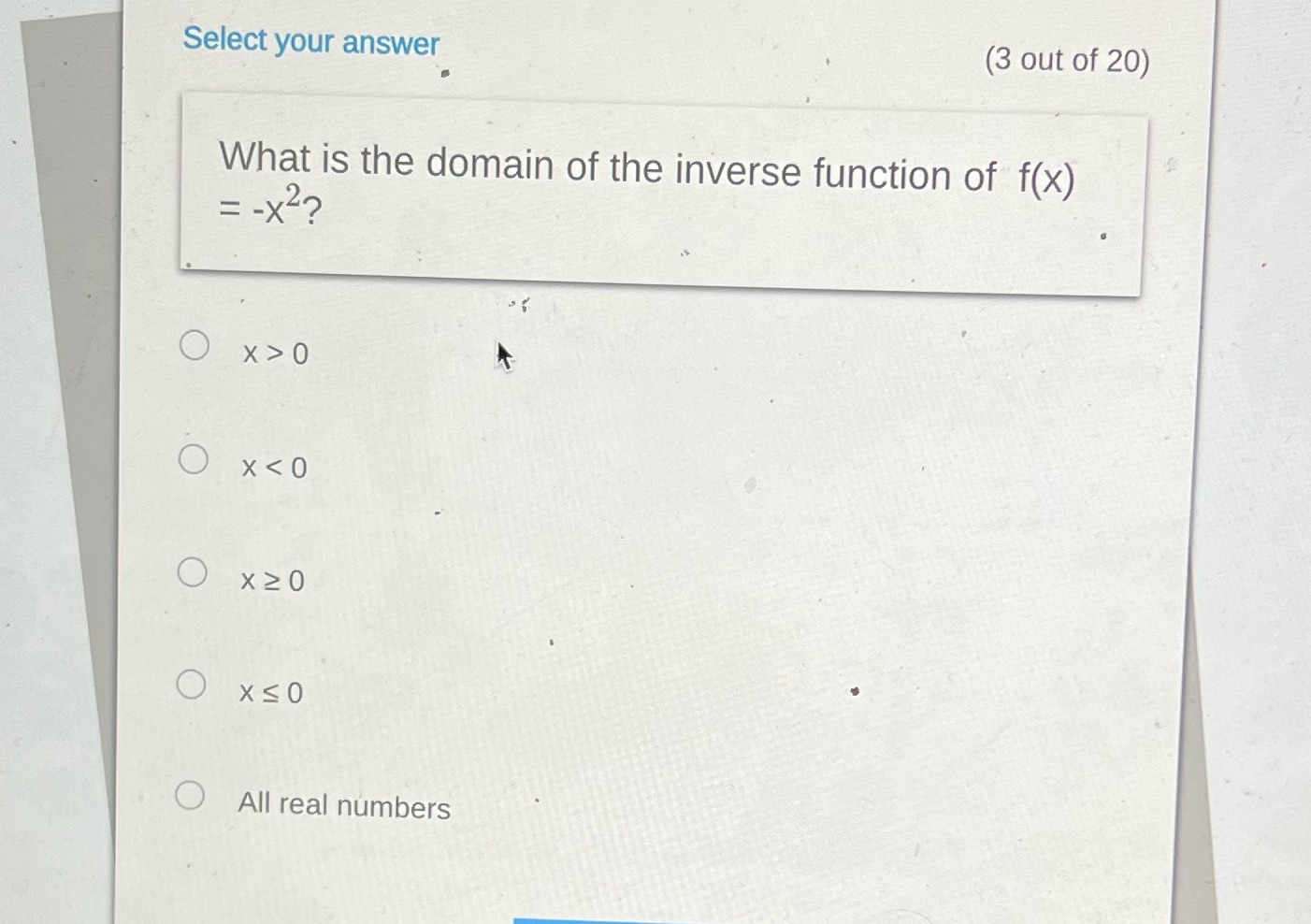 Select your answer (3 out of 20) What is the
