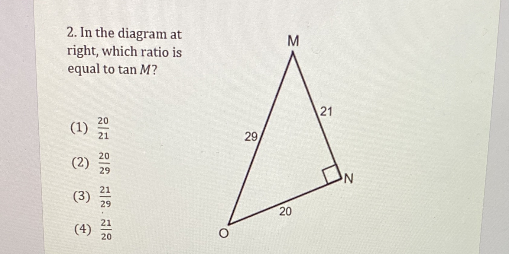 2. In the diagram at M right, which ratio is