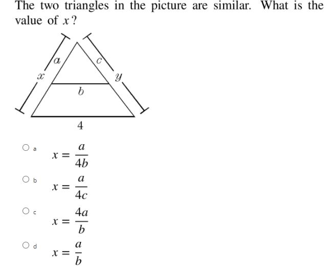 What is the value of x? The two triangles in the