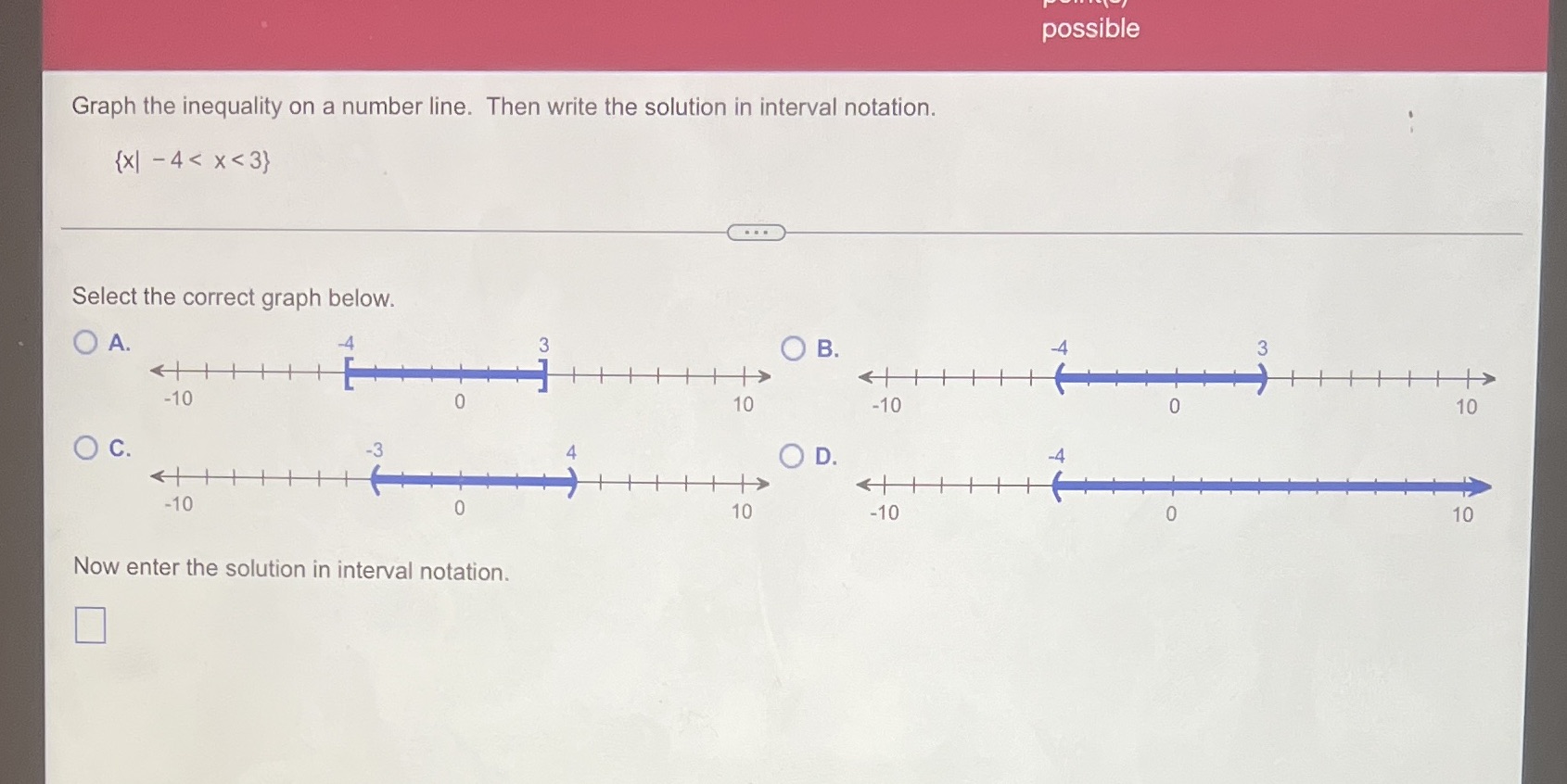 possible Graph the inequality on a number line.