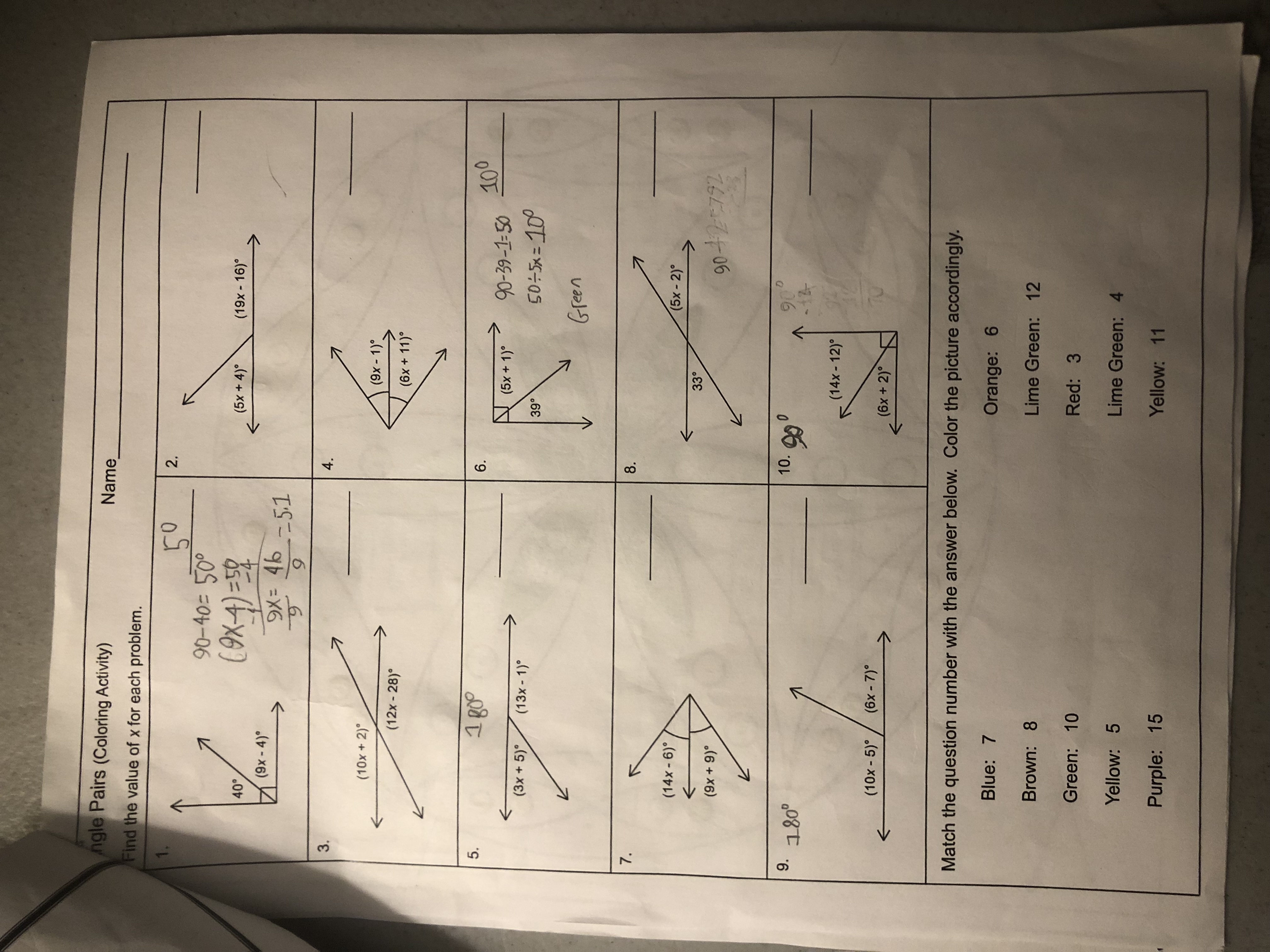 ingle Pairs (Coloring Activity) Name Find the