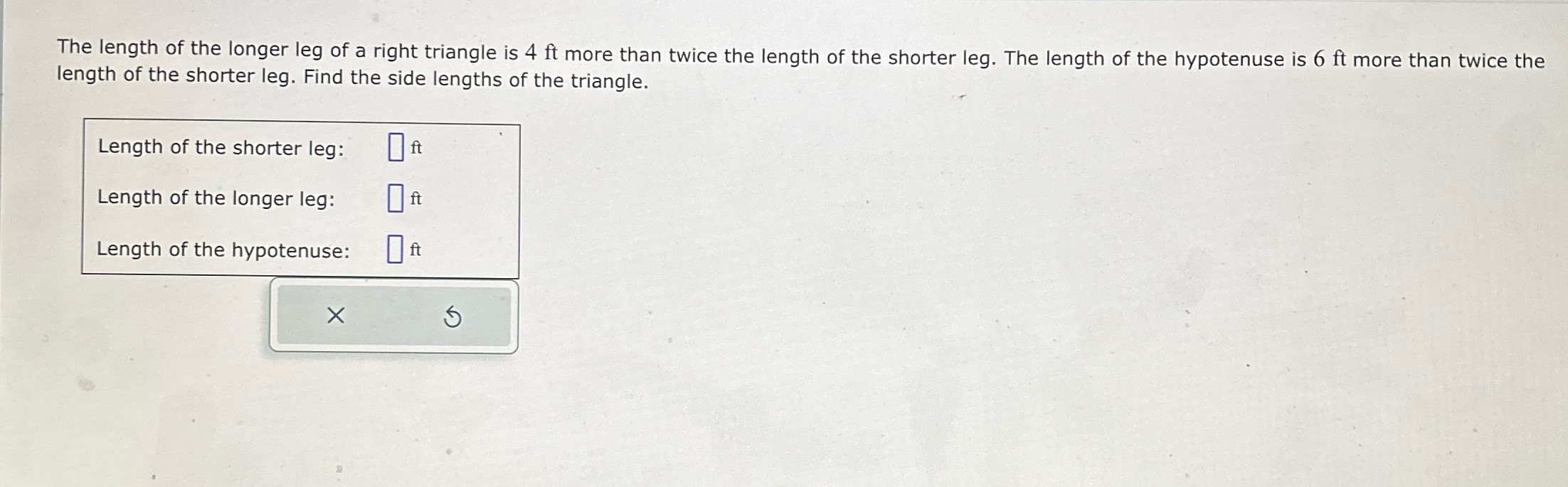 The length of the longer leg of a right triangle