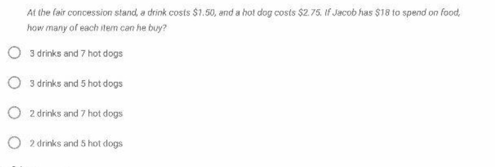 At the fair concession stand, a drink costs