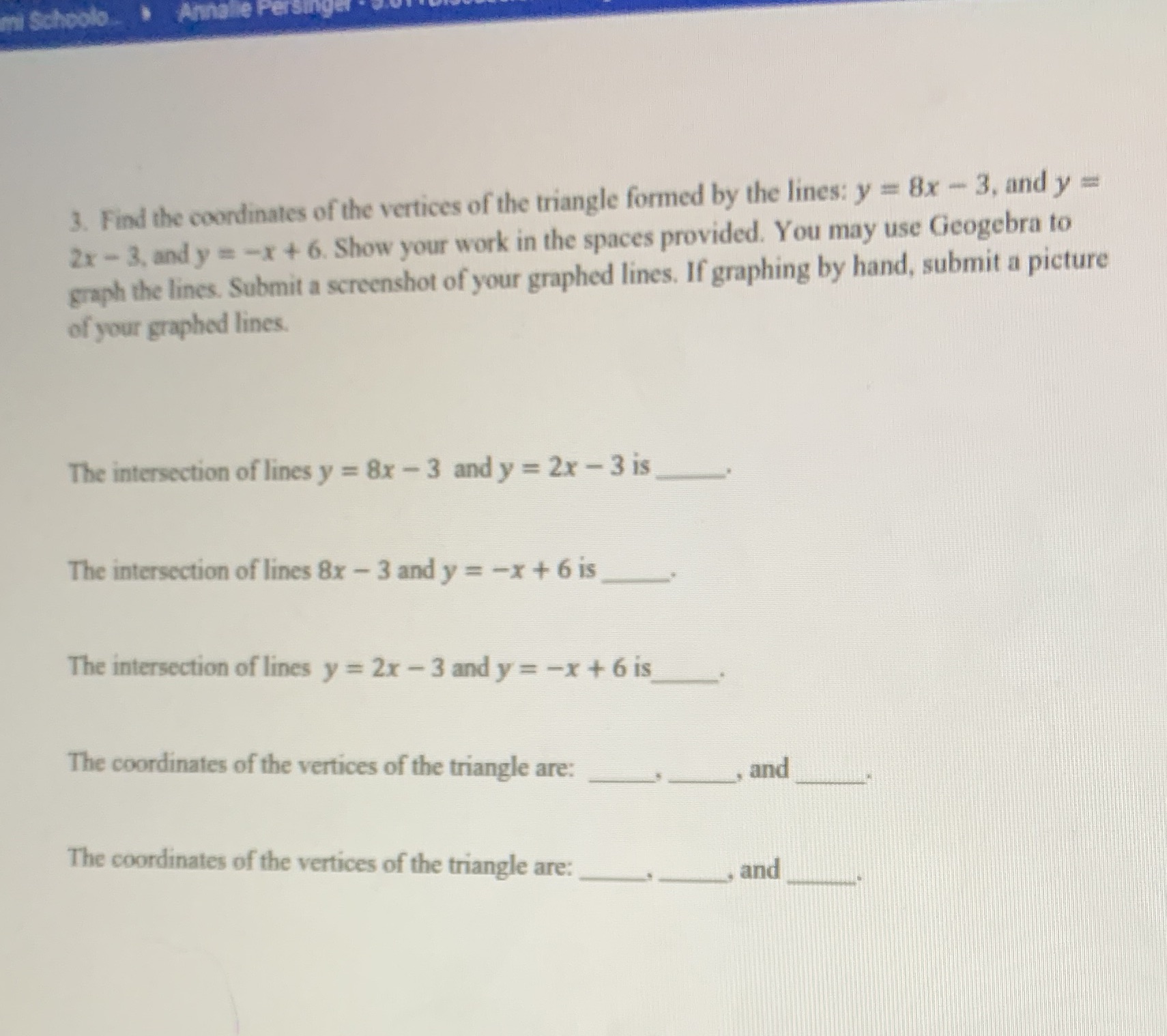 3. Find the coordinates of the vertices of the
