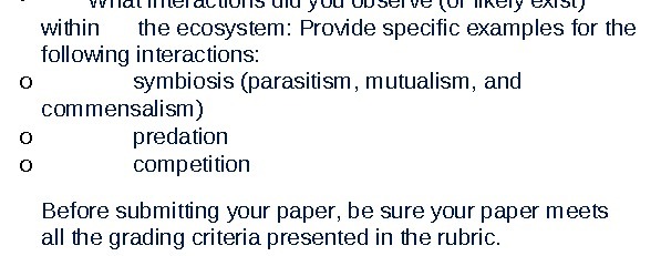 within the ecosystem: Provide specific examples