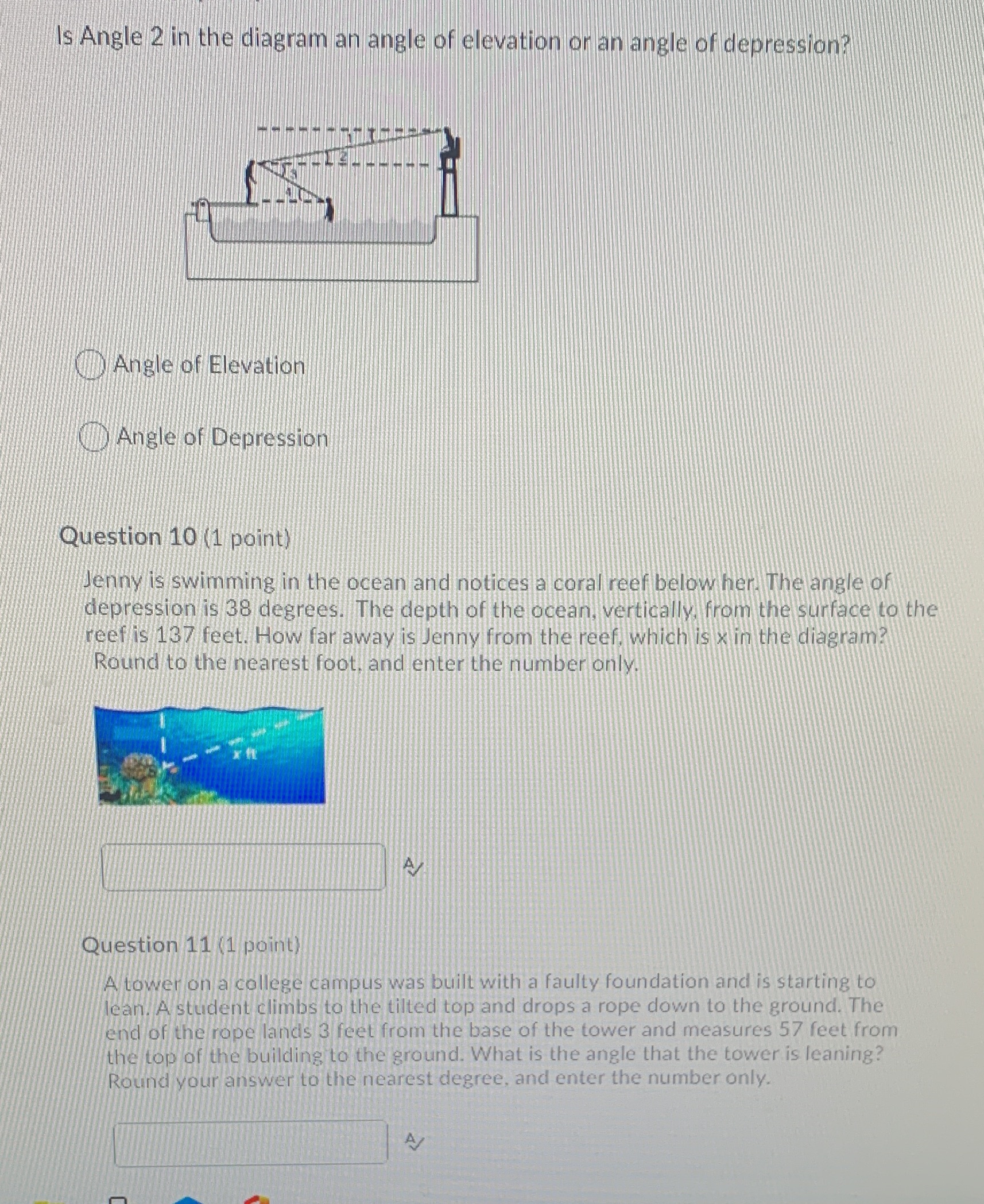 Is Angle 2 in the diagram an angle of elevation