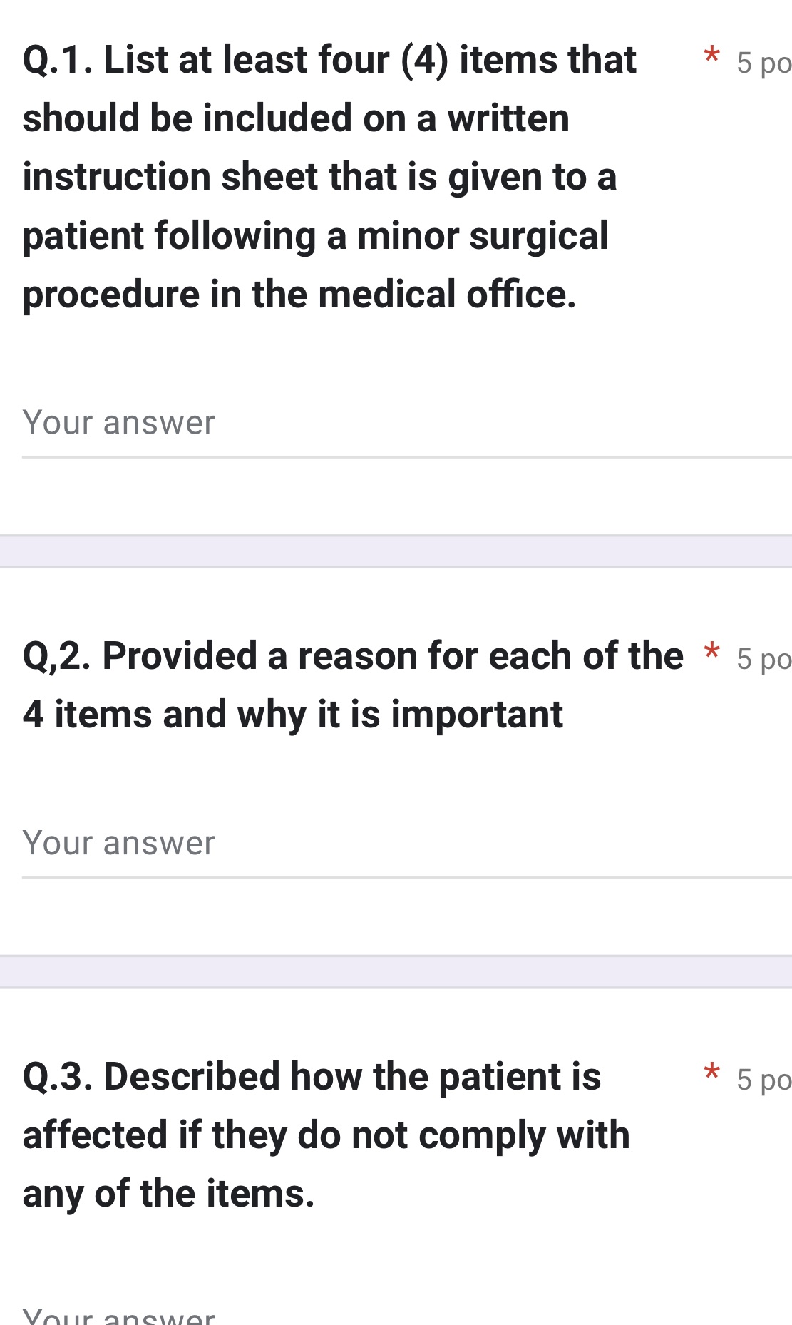 0.1. List at least four (4) items that * 5 p0
