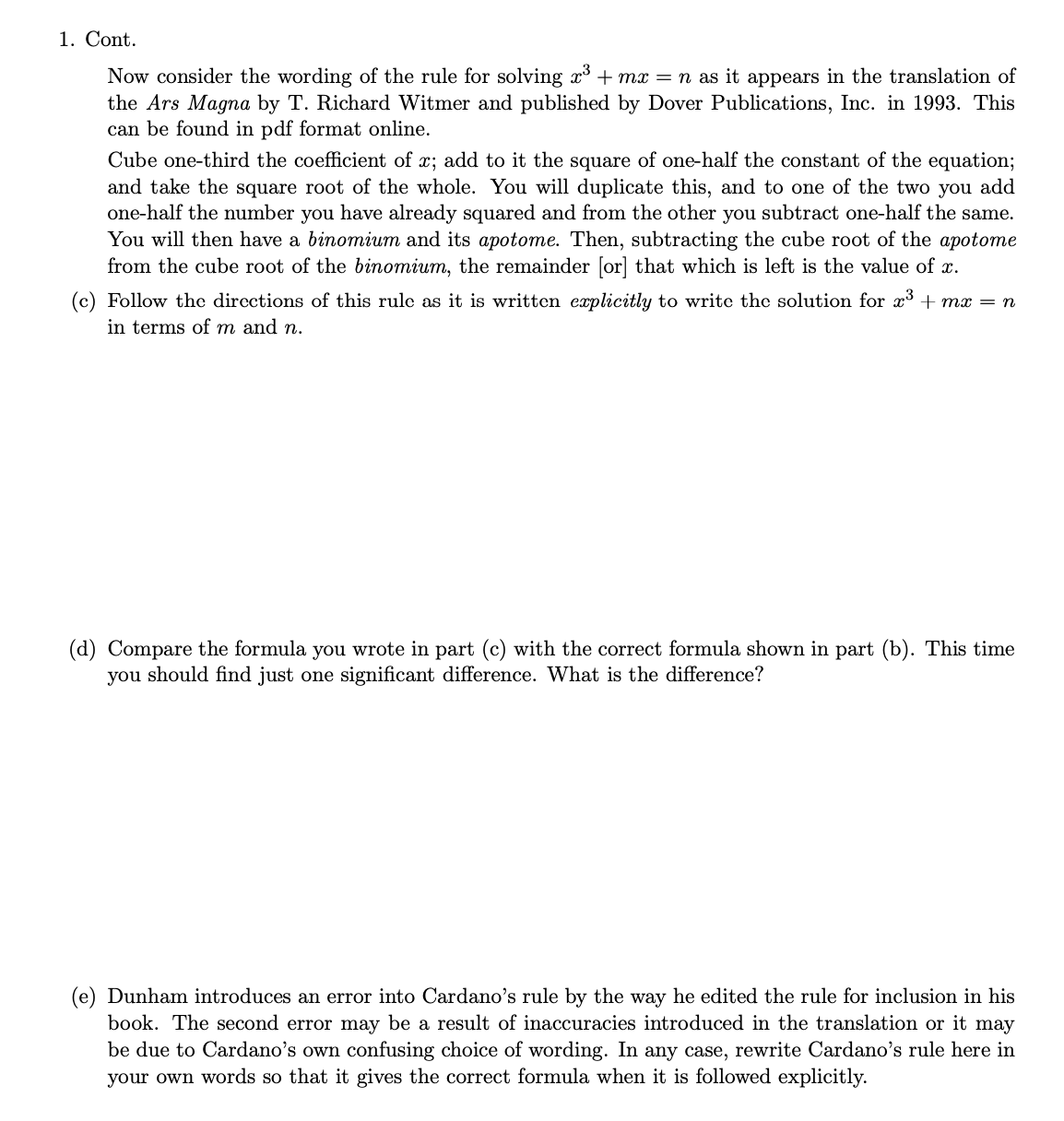 1. On page 142 of our text Dunham gives the