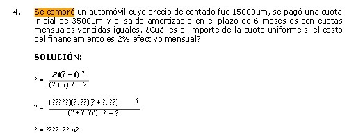 4. Se compro un automovil cuyo precio de contado