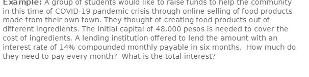 Example: A group of students would like to raise