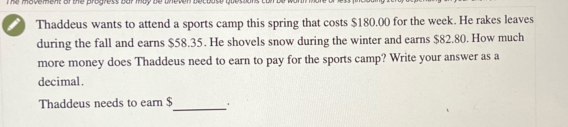 The movement Thaddeus wants to attend a sports