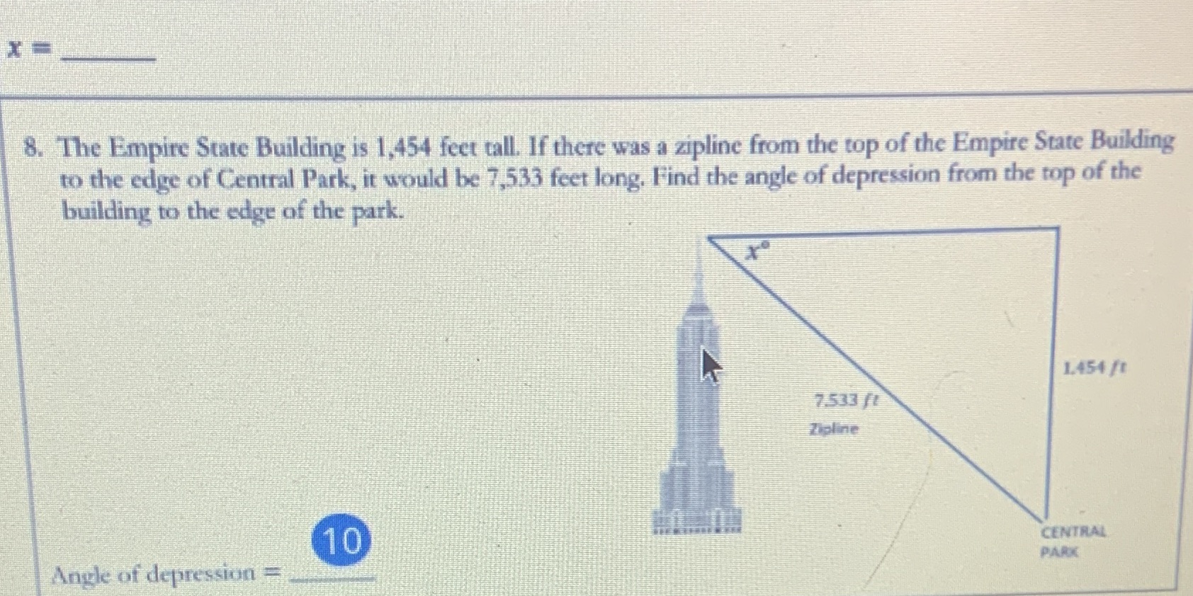 8. The Empire State Building is 1,454 feet tall.