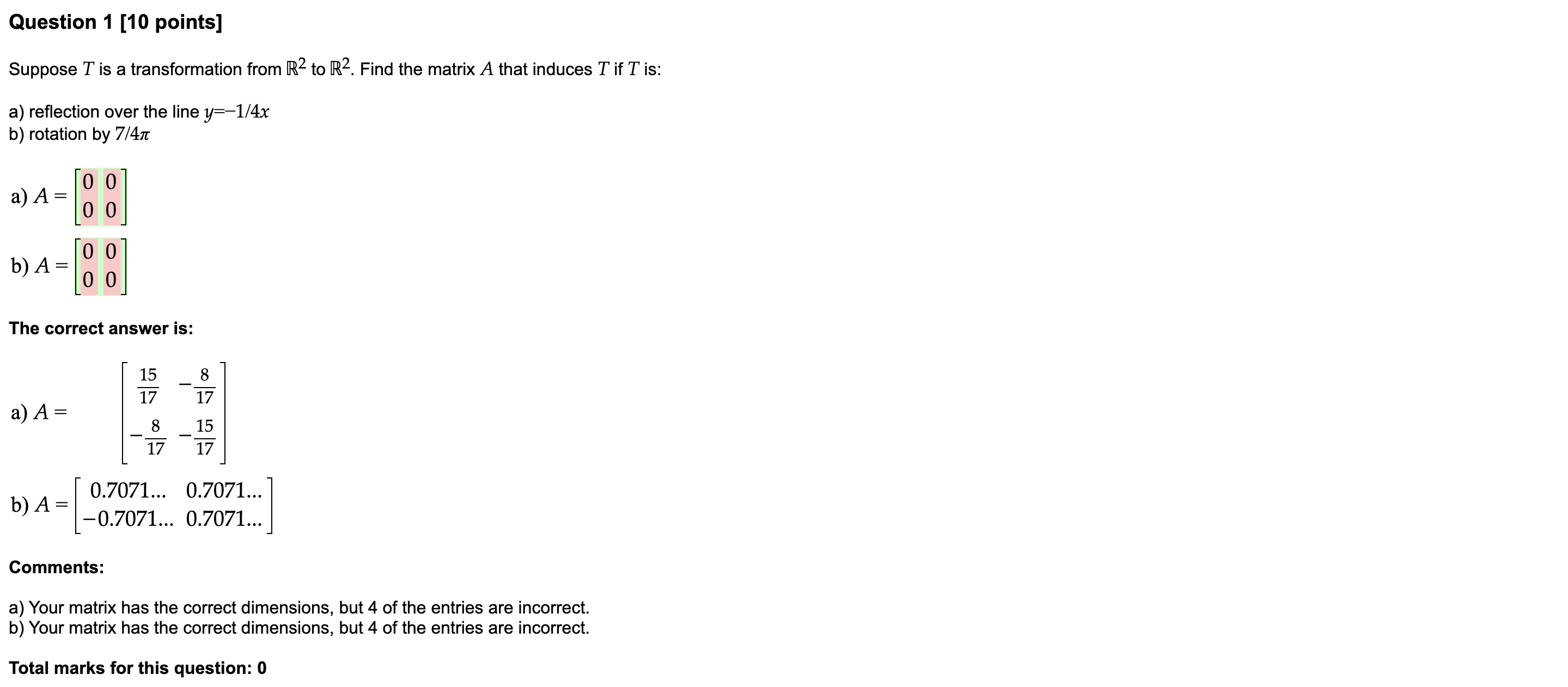 Question 1 [10 points] Suppose T is a