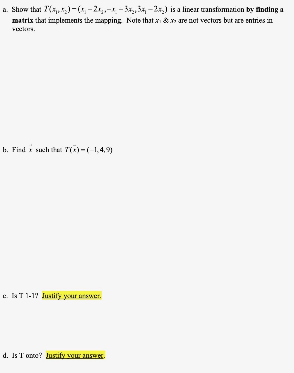 a. Show that (X,, X2 ) = (x, -2x2,-x, + 3x2,3x,