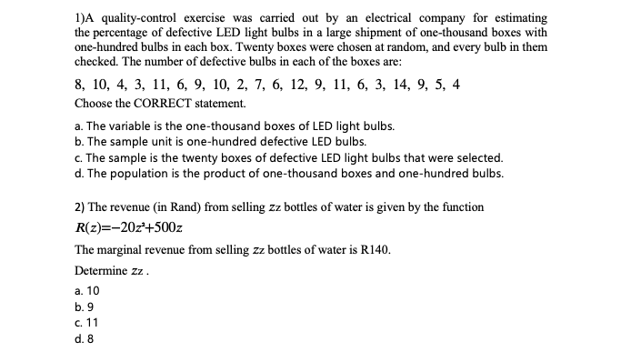 1)A quality-control exercise was carried out by